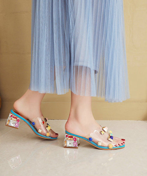 Multi Stone Clear Heel Sandals